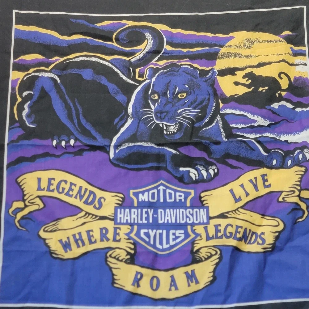 Vintage Official Harley Davidson Black Panther Legends Live Bandana Made In USA